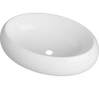 Granitan - Lavabo à poser - Lavabo en céramique - 61 x 42 cm - Blanc - pour plan de travail - Meuble-lavabo - OVELO