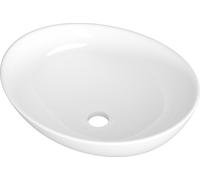 Granitan - Lavabo à poser - Lavabo en céramique - Blanc - ovale - pour plan de travail - Meuble-lavabo - TONO