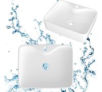 Granitan - Lavabo à poser - Lavabo en céramique - Blanc - pour plan de travail - Meuble-lavabo - AVOLA
