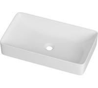 Granitan - Lavabo à poser - Lavabo en céramique - Blanc - Rectangulaire - Pour plan de travail - LUMI