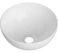 Granitan - Lavabo à poser - Lavabo en céramique - Blanc - rond - pour plan de travail - Meuble-lavabo - NESO