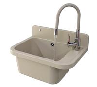 GRANITAN Lavabo Universel FLEX 50x34x31 cm, Blanc | Évier Extérieur Garage Siphon Robinetterie Flex Inclus, Montage Mural, Polypropylène