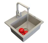 GRANITAN TEOR Évier Granit 44,2x41,5 cm 1 Bassin, Beige | Avec Robinetterie Ebro Extractible Siphon Manuel, Ensemble Complet