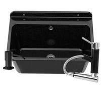 GRANITAN Vasque Lavage LUX Robinetterie + Dispenser 61x41x30 cm | Lavabo Mural Polypropylène, Vasque Universelle avec Siphon, Évier Cuisine, Garage Sous-sol Atelier