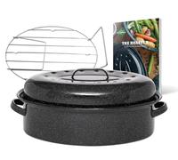 GRANITEWARE - Cocotte Roaster 8L - Grille de cuisson inox + Livre recettes | Grand format, Acier émaillé, Ovale, Ultra-légère, Livre de 35 recettes