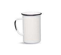 Graniteware - Grand mug en acier émaillé - 620ml - Blanc - Style vintage