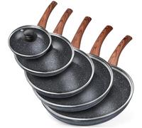Vilde | Set de poêles avec couvercles - 5 pièces - Poêles à frire en granit - Compatibles induction
