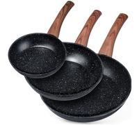 Granitpfannen-Set BLACK&WOOD 16 / 20 / 24 cm, 3-teilig
