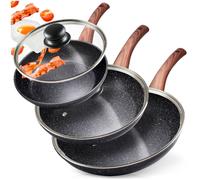 Vilde | Set de poêles - Avec couvercles en verre - 20 / 24 / 28 cm - Antiadhésif - Poêles à induction