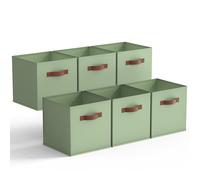 GRANNY SAYS Caisses de Rangement 27x27 cm, Lot de 6 Cubes de Rangement Pliables en Tissu avec Poignées, Paniers et Boîtes de Rangement pour Kallax Étagère, Cube Rangement Pliable, Vert