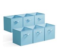 GRANNY SAYS Caisses de Rangement, Lot de 6 Cubes de Rangement Pliables en Tissu avec Poignées, Paniers et Boîtes de Rangement pour Kallax Étagère, Meuble Cube Rangement Pliable 27x27 cm, Bleu clair