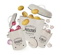 Granrosi boite de rangement cuisine set de 3,bocaux rangement cusine des pommes de terre,oignons,l'ail,boîtes de conservation,pots au design vintage-Blanc