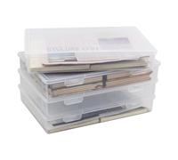 Granvoo Lot de 4 boîtes d'archives portables,Porte Documents A4,Boîte de rangement transparente A4 empilable,Boîte De Rangement Plastique Matériel,pour documents,lettres,scrapbooking,magazines