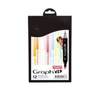 GRAPH’IT Marker Set de 12 marqueurs à alcool double pointe pour dessin de manga et illustration, pointe fine et biseautée - Set Manga 2