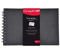 GRAPH’IT The Book Carnet à reliure spirale de papier layout extra-blanc double face pour encre à alcool, couverture rigide avec élastique, 40 feuilles micro-perforées, 300gr/m2, format A5