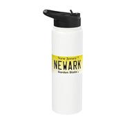 Graphique de plaque d'immatriculation Newark NJ New Jersey Brick City Stainless Steel Insulated Water Bottle