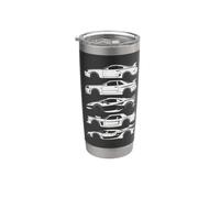 Graphique de silhouette de 5 voitures de sport exotiques Supercar Gobelet isotherme en acier inoxydable double paroi