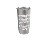 Graphique de silhouette de 5 voitures de sport exotiques Supercar Gobelet isotherme en acier inoxydable double paroi