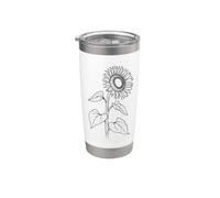 Graphique d'été botanique tournesol Gobelet isotherme en acier inoxydable double paroi