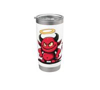 Graphique drôle de diable auréole dorée dans un style dessin animé Gobelet isotherme en acier inoxydable double paroi
