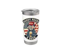Graphique patriotique amusant avec inscription Daddy Needs A Beer Gobelet isotherme en acier inoxydable double paroi