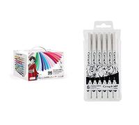 GRAPH'IT Brush Coffret de 96 Marqueurs à alcool avec Présentoir & Liner GI43332 Pochette de 6 fine liners