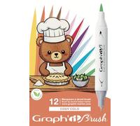 Graph'it Brush - Lot de 12 Marqueurs à Alcool à Double Pointe Brush et Extra Fine - Set Cosy Colo