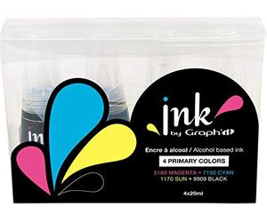 Graph'it - Ink Set d'Encre de Recharge pour Marqueurs à Alcool Graph’It Marker et Brush - Couleurs : Primary Colour - 4 Flacons de 25 ml - Dessin, Illustration et Manga