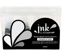 Graph'it - Ink Set d'Encre de Recharge pour Marqueurs à Alcool Graph’It Marker et Brush - Couleurs : Shades of Grey - 4 Flacons de 25 ml - Dessin, Illustration et Manga