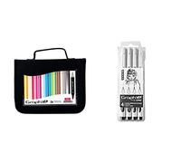 GRAPH'IT Lot de 24 Marqueurs à alcool double pointe Basic colors & Liner Pochette de 4 fine liners Manga