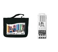 GRAPH'IT Lot de 24 Marqueurs à alcool double pointe Manga colors & Liner Pochette de 4 fine liners Manga