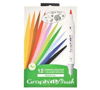 Graph'it - Set de 12 marqueurs à alcool Essential - double pointe extra-fine et pinceau