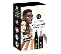 Graph'it – Set de 12 marqueurs à alcool double pointe – pointe fine & biseautée – People