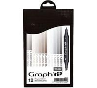 Graph'it Set de marqueurs à alcool, 12pcs - Mix Grey