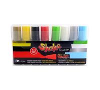 GRAPH'IT - Shake Set de 8 Marqueurs à Encre Acrylique Opaque - Pointe 16mm - Dessin et Manga - Résistante à l’Eau et UV - Professionnel et Débutant - Tous Supports - Couleurs Basiques
