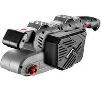 GRAPHITE Ponceuse à bande 900W, bande sans fin 75x533 mm, avance de la bande abrasive 200-400 m/min, surface abrasive active 75 x 135 mm, 3,4 kg, réservoir à poussière, poignée pour utilisation statio