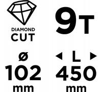 GRAPHITE Scie cloche 102x450 mm - Scie cloche diamantée pour le perçage - 9 dents hauteur 10 mm, filet : filet : 1,1/4 UNC, pour support de perçage 58G540