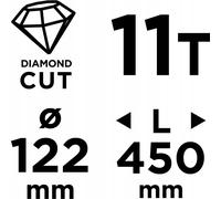 GRAPHITE Scie cloche 122x450 mm - Scie cloche diamantée - 11 dents hauteur 10 mm, filet : filet : 1,1/4 UNC, pour support de forage 58G540