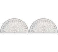 GRAPHOPLEX Rapporteur 1/2 cercle 13cm degrés Transparent (Lot de 2)