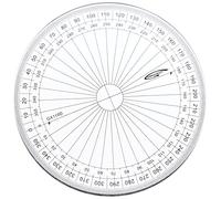 GRAPHOPLEX Rapporteur Cercle Entier 10 cm - Graduation 360° - Transparent et Lisible - Mesurer Degrés, Angle - Materiel Geometrie Circulaire - Ecole, College ou Professionnel - Rigide, Incassable