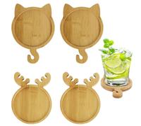 Graplan Lot de 4 sous-verres en bambou, sous-verres en bois suspendus, ensemble de création de bol vide en mosaïque, accessoires de poterie pour tasse, sous-verres pour boissons et bougies, design de