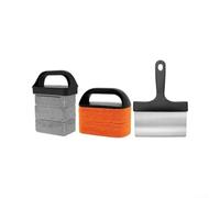 Grattoir à brique en acier inoxydable - Kit de 10 pièces | Kit complet de 10 pièces avec grattoir en métal, brique, brosse rigide, élimine la graisse tenace, sans danger pour le dessus