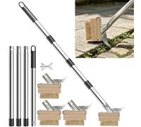 Grattoir à joints, désherbeur, brosse à mauvaises herbes avec manche télescopique, brosse à joints avec brosse métallique et grattoir, brosse à joints mauvaises herbes, pour enlever les mauvaises