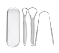 Grattoir à langue en métal Premium, 1 pièce/3 pièces, nettoyeur pour adultes et enfants, grattoirs à langue portables en acier inoxydable, brosses pour enlever 3PCS Silver B