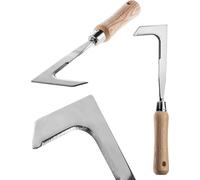 Grattoir à mauvaises herbes en acier inoxydable avec manche en bois - Accessoire de jardin multifonctionnel pour éliminer efficacement les mauvaises herbes