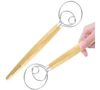 Grattoir à pâte danois - RVS Mélangeur de pâte avec manche en bois - 1 pièce