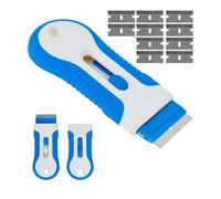 Grattoir universel pour plaque vitrocéramique et décolleur de film, 1 Set, avec 10 x lames de rechange, grattoir à vignette pour voiture, grattoir pour plaque de cuisson à induction, carrelage, métal