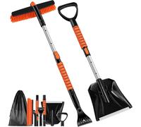 Grattouille à glace avec brosse à neige pour voiture, et pelle à neige, grande pelle à neige extensible pour voiture, avec poignée en mousse antidérapante