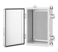Gratury Boîte de jonction, boîtier en plastique étanche IP67 pour projet électrique, couvercle transparent à charnière, avec plaque de montage et support mural 290 x 190 x 140 mm