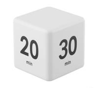 Gravity Cube Minuteur 15-60 min Flip Countdown pour la cuisine et le bureau - Bloc ABS avec écran LED visuel et contrôle du volume - Design compact de 6,5 cm (blanc)
